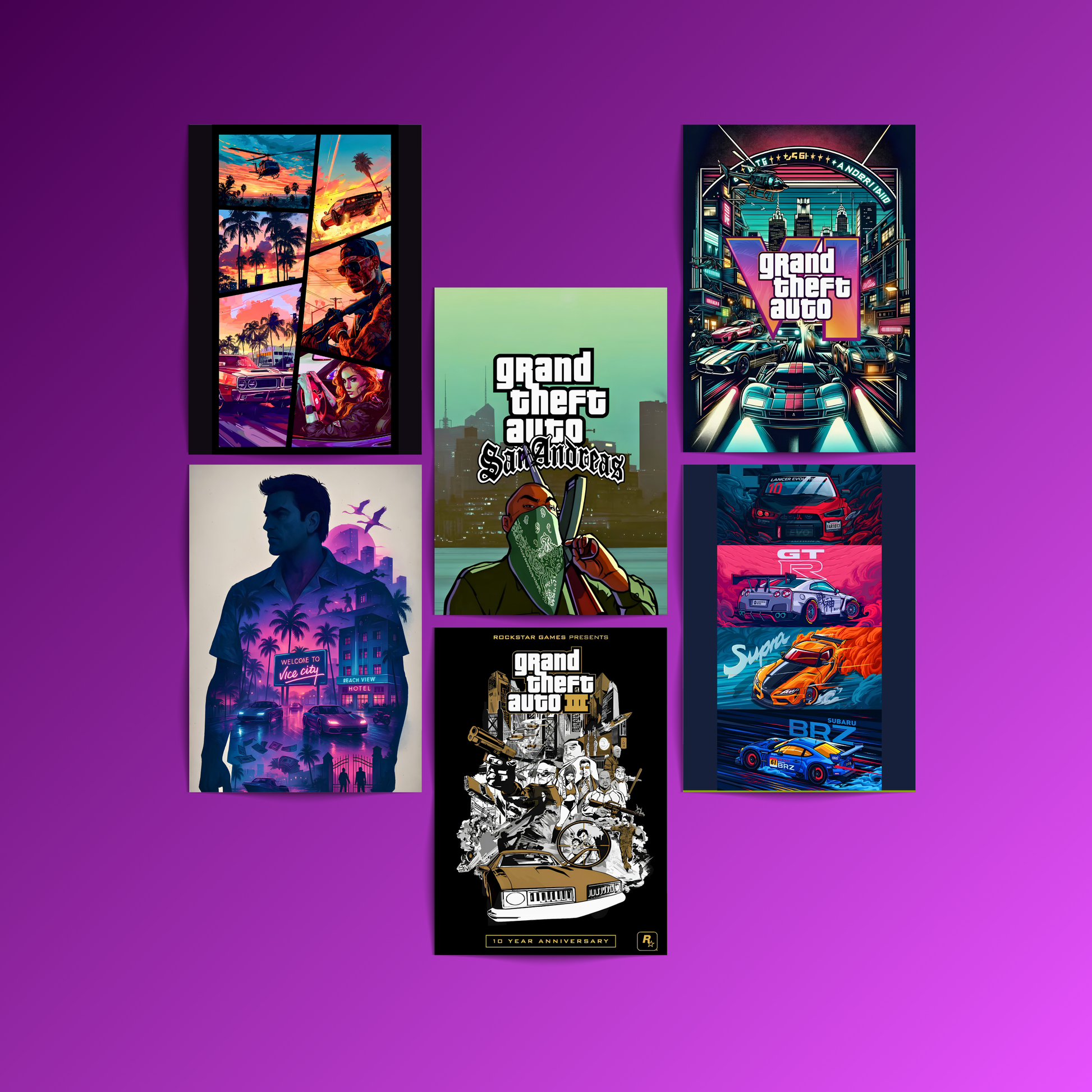 GTA - 6 Posters Set